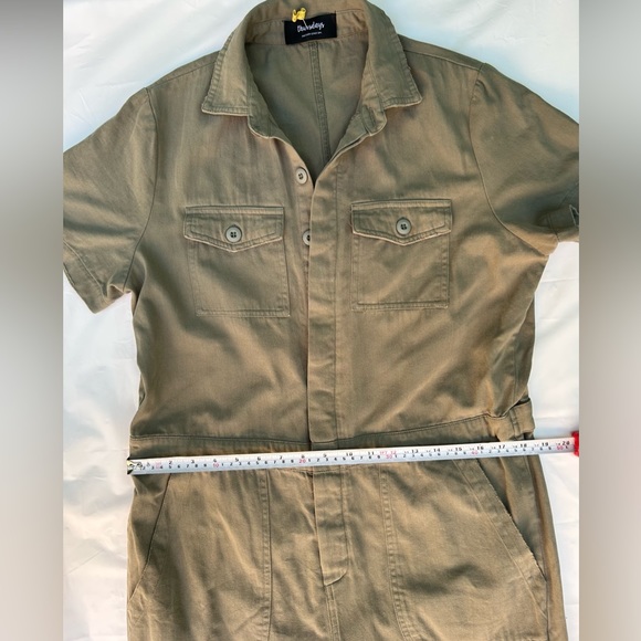 Thursdays Utility Jumpsuit olive color short sleeve romper - Picture 8 of 15